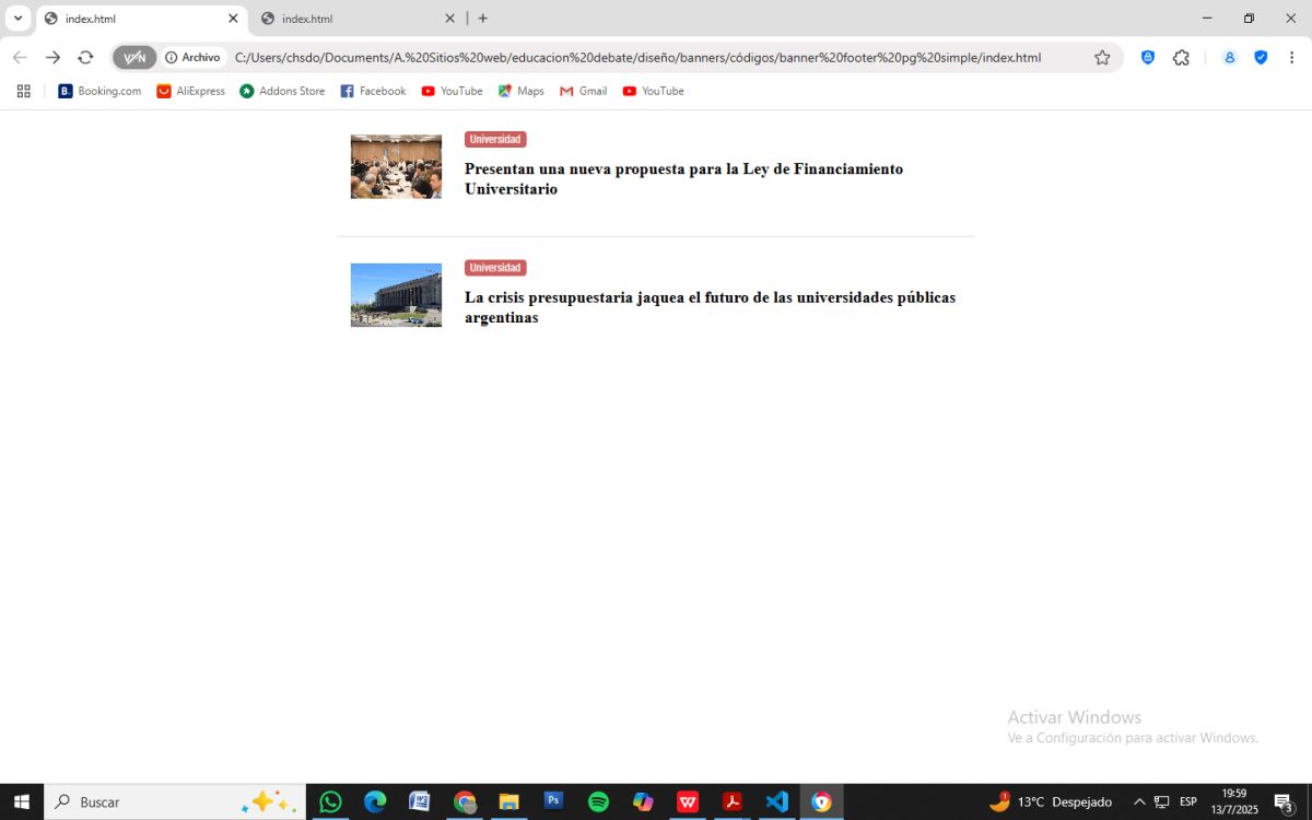 banner footer notas línea simple y doble