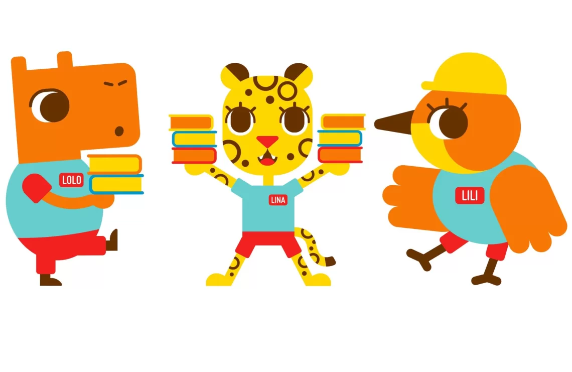 Mascotas de la Feria del Libro Infantil, Lolo, Lina y Lili.